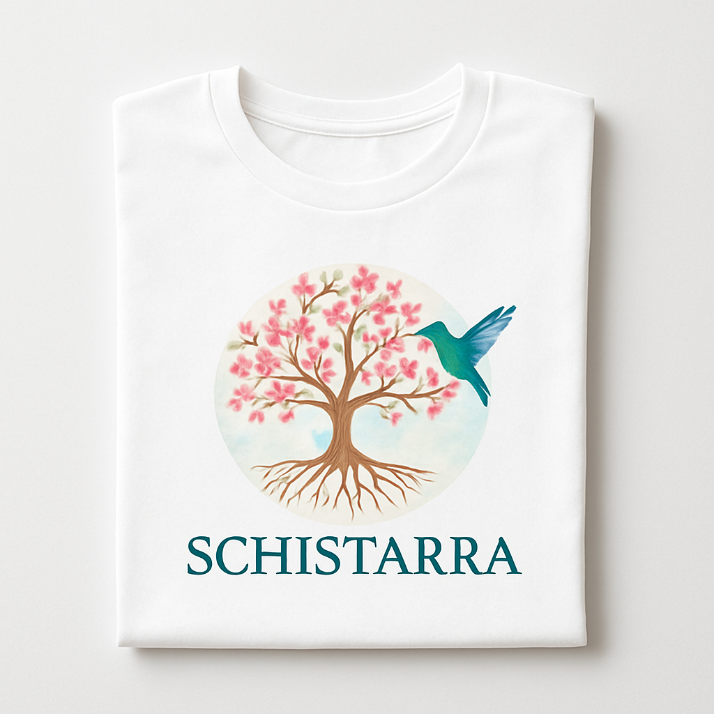 Made-to-order custom printed shirt in white with design.